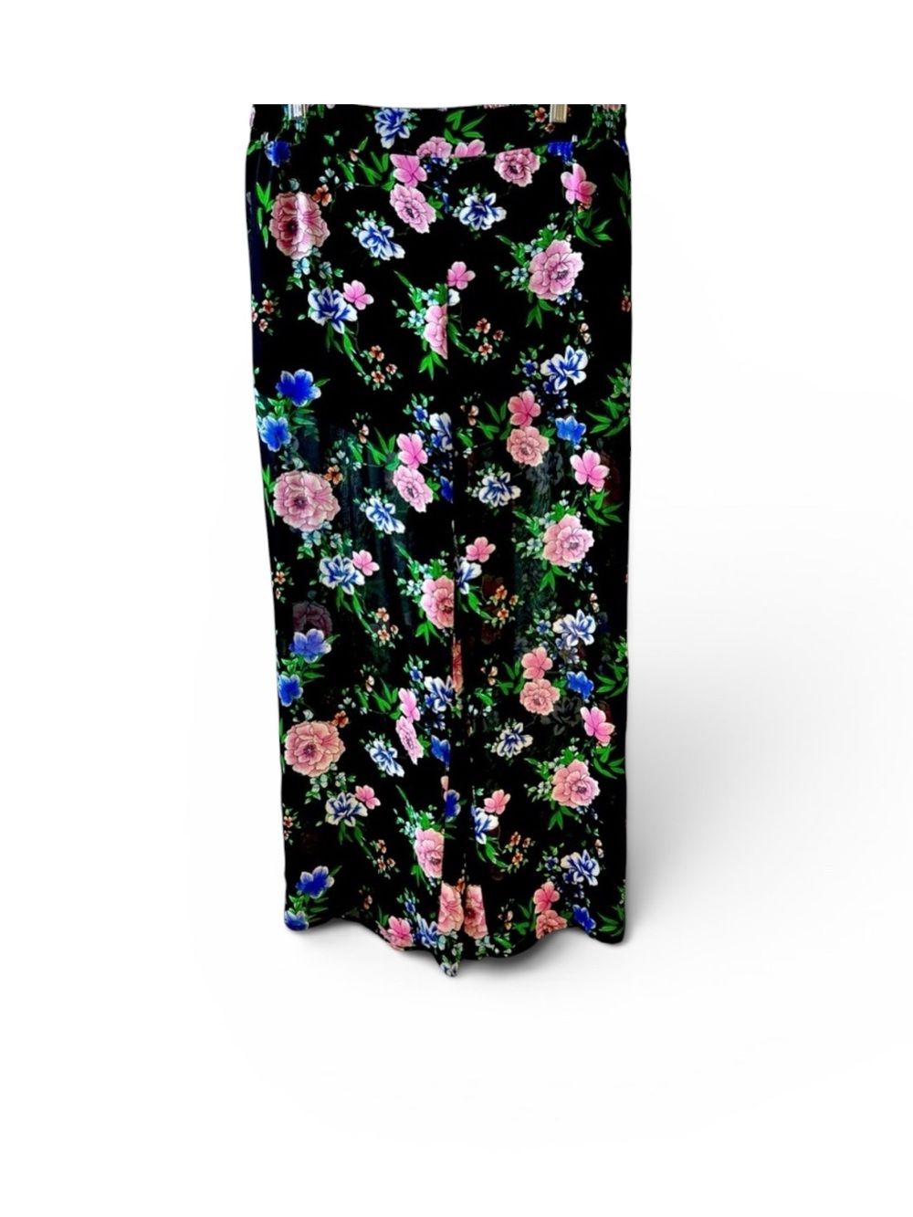 Torrid Floral Black Flowy Wide Leg Sheer Pants with Built‎ in Shorts Size 00 M/L - Picture 2 of 12